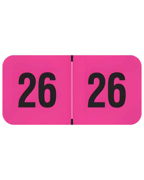 Arden Label FPYM-26-T4 PMA Fluorescent Pink 2026 Year Labels - Size 3/4