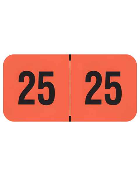 2025 Year Labels - PMA Fluorescent Red - Size 3/4