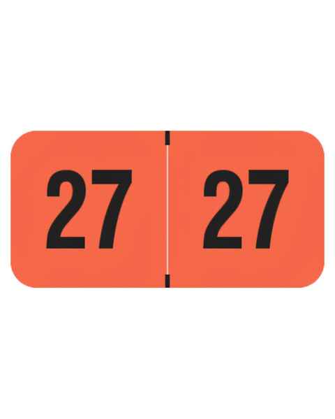 Arden Label FRYM-27-T4 PMA Fluorescent Red 2027 Year Labels - Size 3/4