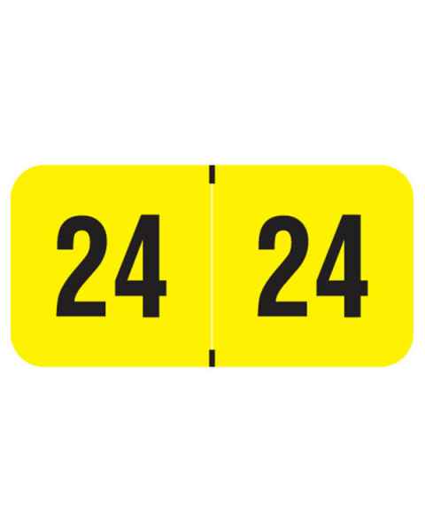 2024 Year Labels - PMA Fluorescent Yellow - Size 3/4" H x 1 1/2" W
