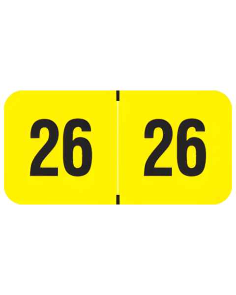 2026 Year Labels - PMA Fluorescent Yellow - Size 3/4
