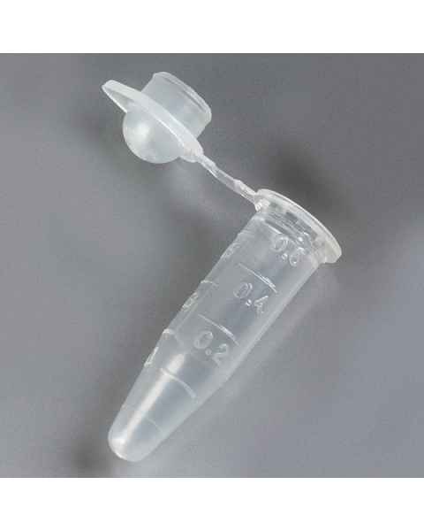 0.6mL PCR Tubes - Thin Wall Polypropylene with Attached Dome Cap - Graduated - Natural