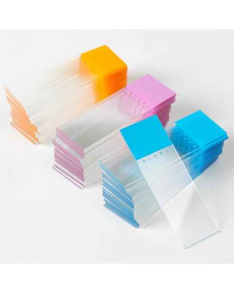 Microscope Slides - Diamond White Glass - Frosted Color Coded 1 End 1 Side - 90° Ground Edges 90°Corners - 25mm x 75mm