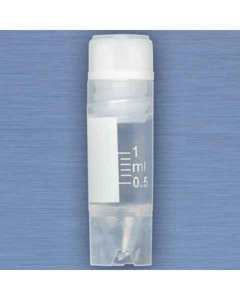 CryoClear Cryogenic Vial 1.0mL - Internal Threads - Attached Screwcap with Molded O-Ring - Self-Standing Conical Bottom - Sterile