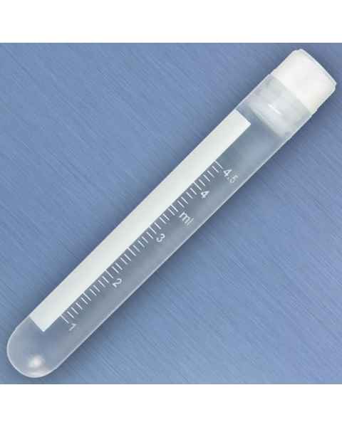 CryoClear Cryogenic Vial 5.0mL - Internal Threads - Attached Screwcap - Round Bottom - Sterile
