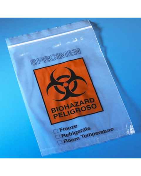 Biohazard Specimen Transport Bags 6" x 9" - Ziplock with Document Pouch