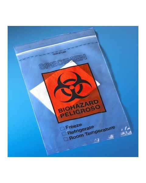Biohazard Specimen Transport Bags 6" x 10" - Ziplock with Score Line, Document Pouch and Absorbent Pad