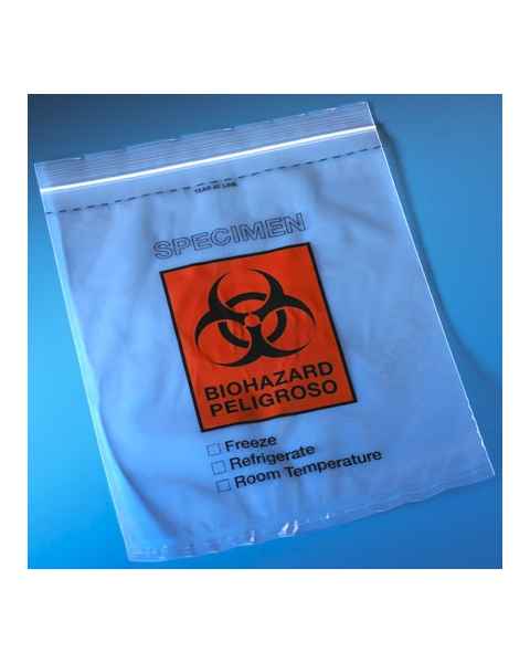 Biohazard Specimen Transport Bags 8" x 10" - Ziplock with Score Line and Document Pouch