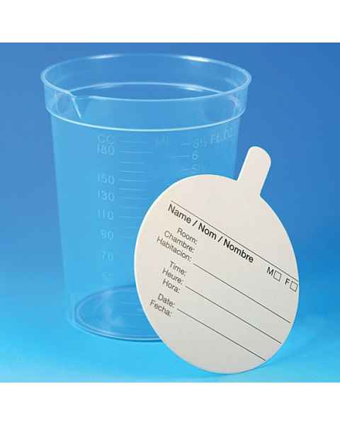 6.5 oz Specimen Container with Pour Spout - Paper Lid Included - Non-Sterile