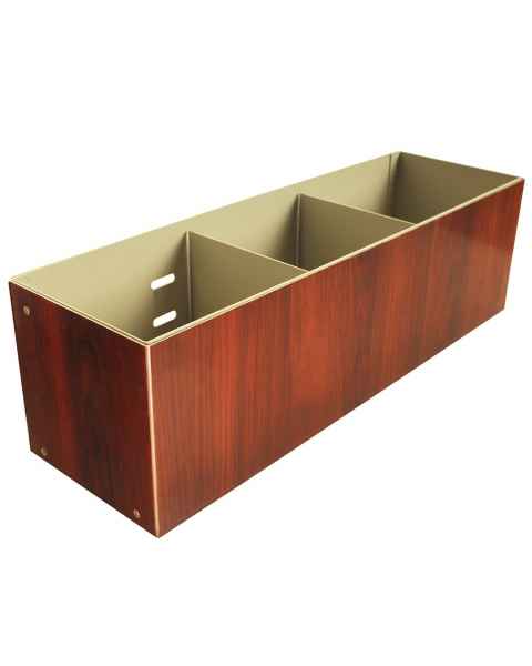 Harloff WV-2359-CM Wood Vinyl Medical Cart Cup and Straw Holder, Three Sections without Lid, Direct Mount - Cherry Mahogany