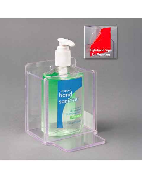 Poltex HANDSANSFIX-T Hand Sanitizer Holder with Fixed Drip Tray - Small, High Bond Tape Mount (Hand Sanitizer is Not Included)