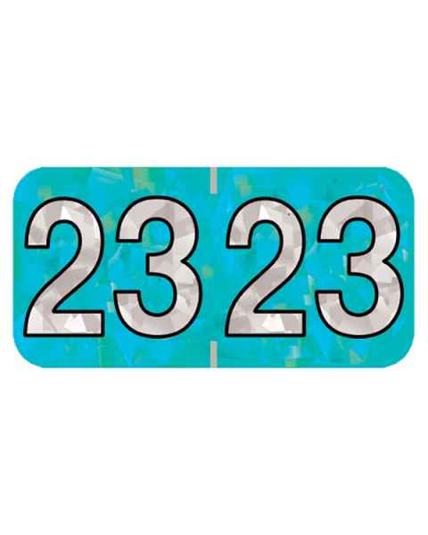 2023 Year Labels - Holographic Aqua - Size 3/4