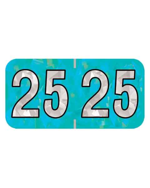 2025 Year Labels - PMA Holographic Aqua - Size 3/4