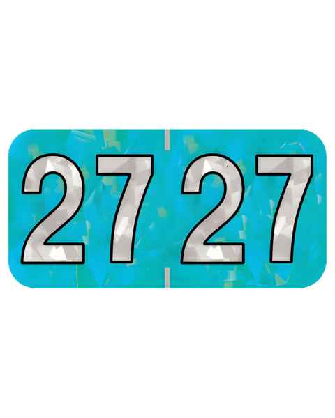 Arden Label HAYM-27-T4 PMA Holographic Aqua 2027 Year Labels - Size 3/4