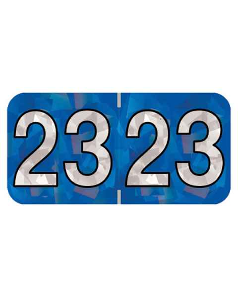 2023 Year Labels - Holographic Blue - Size 3/4" H x 1 1/2" W