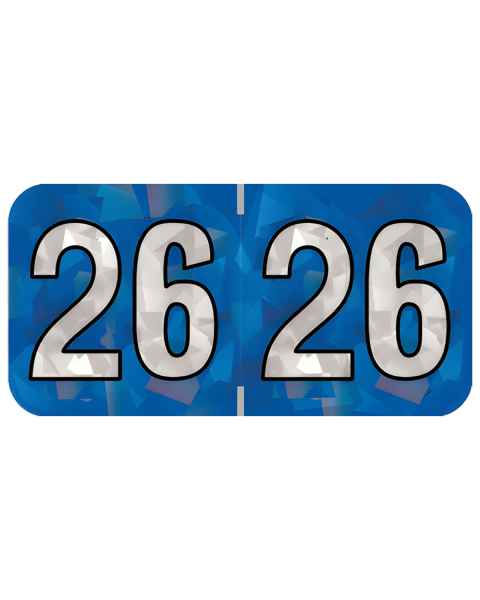 2026 Year Labels - PMA Holographic Blue - Size 3/4