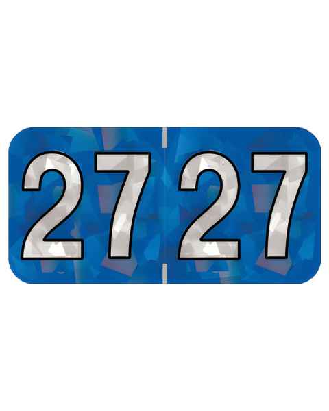 Arden Label HBYM-27-T4 PMA Holographic Blue 2027 Year Labels - Size 3/4