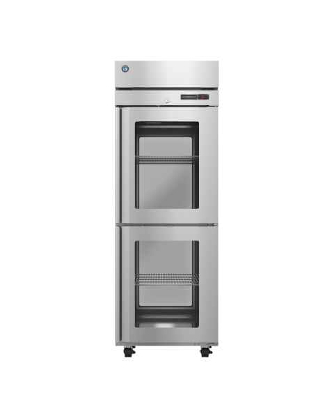 Hoshizaki HC1A-HGE-HGE Steelheart&reg; Series Single-Section Pass-Thru Heated Cabinet with 3 Wire Shelves, Glass Half Doors - 23.68 Cubic Feet