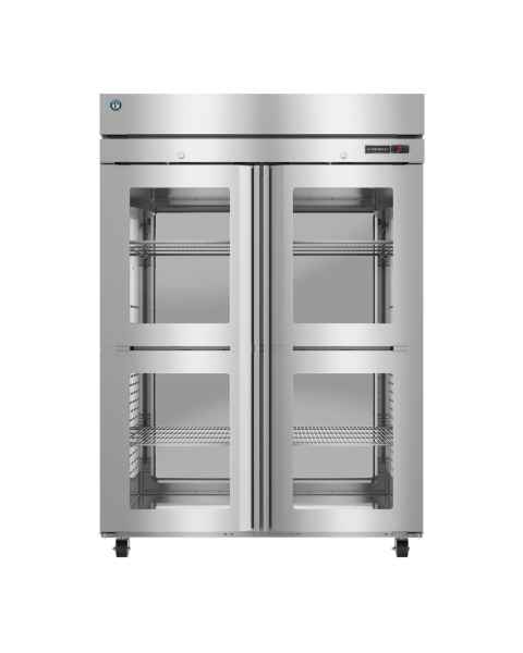 Hoshizaki HC2A-HGE-HGE Steelheart&reg; Series Two-Section Pass-Thru Heated Cabinet with 6 Wire Shelves, Glass Half Doors - 52.10 Cubic Feet