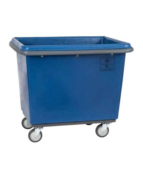 R&B Wire Heavy-Duty Poly Laundry Basket Truck with Steel Base and Bumper - Blue