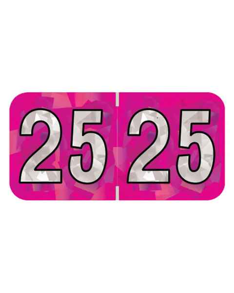 2025 Year Labels - PMA Holographic Fuchsia - Size 3/4