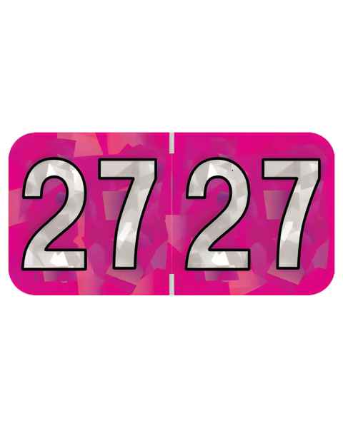 Arden Label HFYM-27-T4 PMA Holographic Fuchsia 2027 Year Labels - Size 3/4