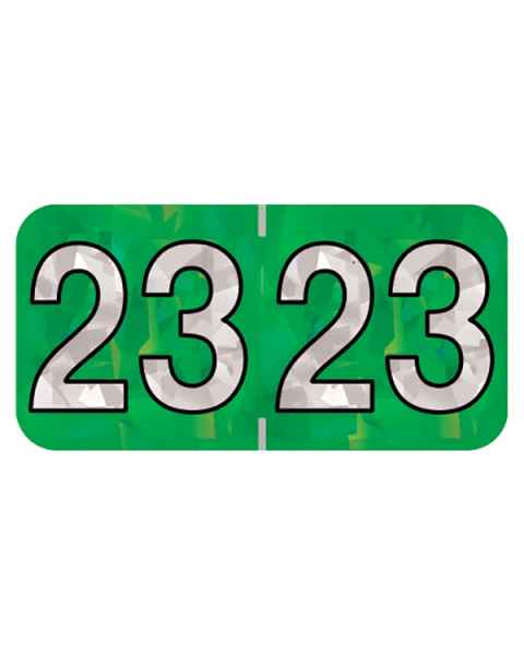 2023 Year Labels - Holographic Green - Size 3/4