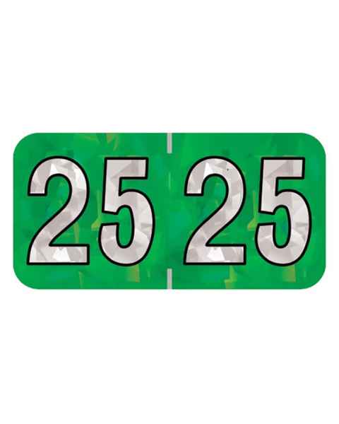 2025 Year Labels - PMA Holographic Green - Size 3/4