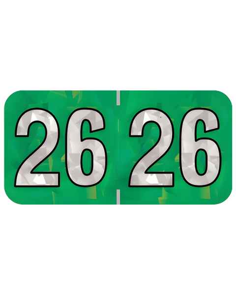 2026 Year Labels - PMA Holographic Green - Size 3/4