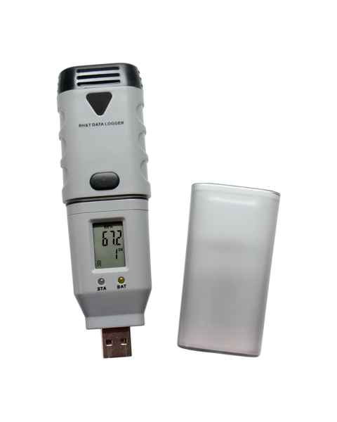 Thermco HICSSN-22 USB with Display Temperature and Humidity Data Logger - Front View with Cap Removed