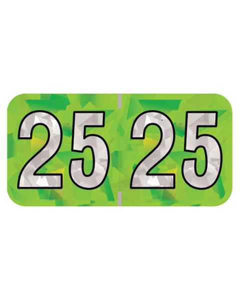 2025 Year Labels - PMA Holographic Lime - Size 3/4