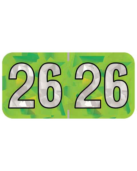 2026 Year Labels - PMA Holographic Lime - Size 3/4