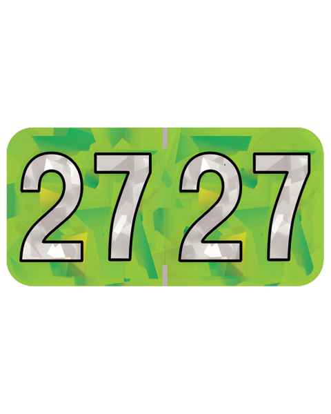 Arden Label HLYM-27-T4 PMA Holographic Lime 2027 Year Labels - Size 3/4