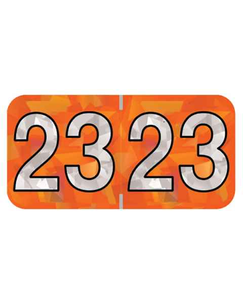 2023 Year Labels - Holographic Orange - Size 3/4