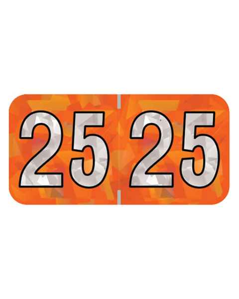 2025 Year Labels - PMA Holographic Orange - Size 3/4