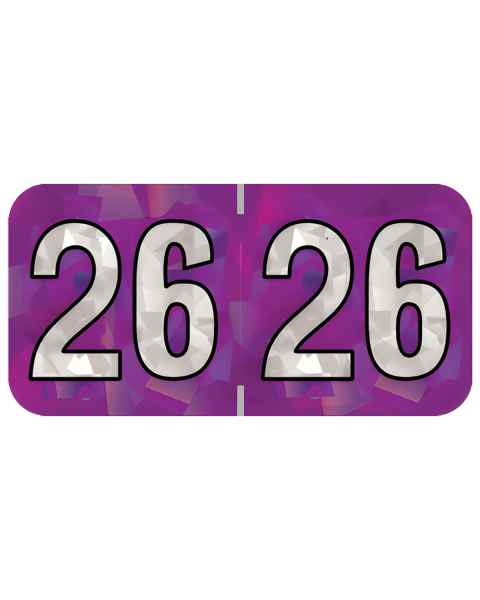 2026 Year Labels - PMA Holographic Purple - Size 3/4