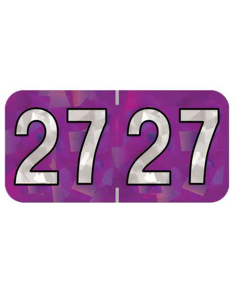 Arden Label HPYM-27-T4 PMA Holographic Purple 2027 Year Labels - Size 3/4