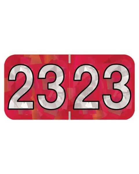 2023 Year Labels - Holographic Red - Size 3/4" H x 1 1/2" W