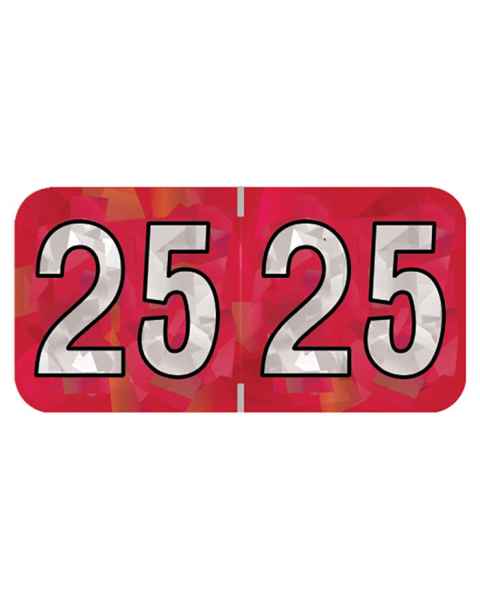 2025 Year Labels - PMA Holographic Red - Size 3/4