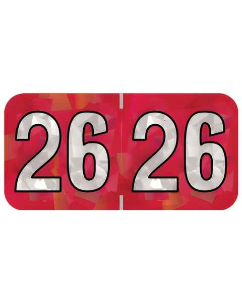 2026 Year Labels - PMA Holographic Red - Size 3/4