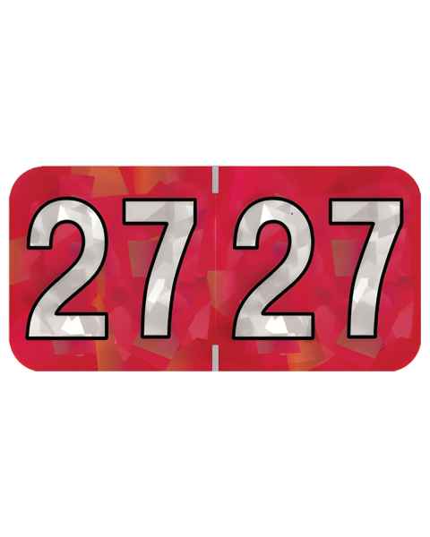 Arden Label HRYM-27-T4 PMA Holographic Red 2027 Year Labels - Size 3/4