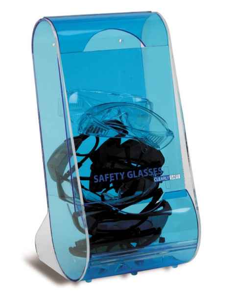 Clearly Safe Acrylic Safety Eyeglass Dispenser - Blue - 8" L x 8" W x 16" H