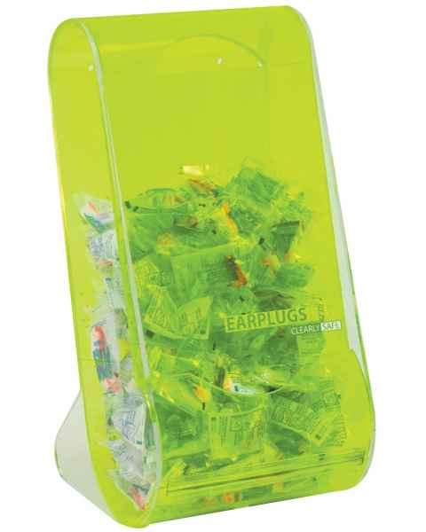 Clearly Safe Acrylic Safety Earplug Dispenser - Green