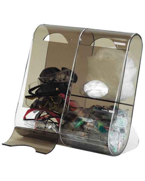 Clearly Safe Acrylic Three-In-One Safety Dispenser - Grey