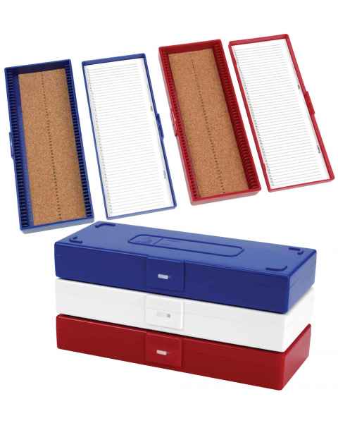 50-Place Cork-Lined Microscope Slide Boxes