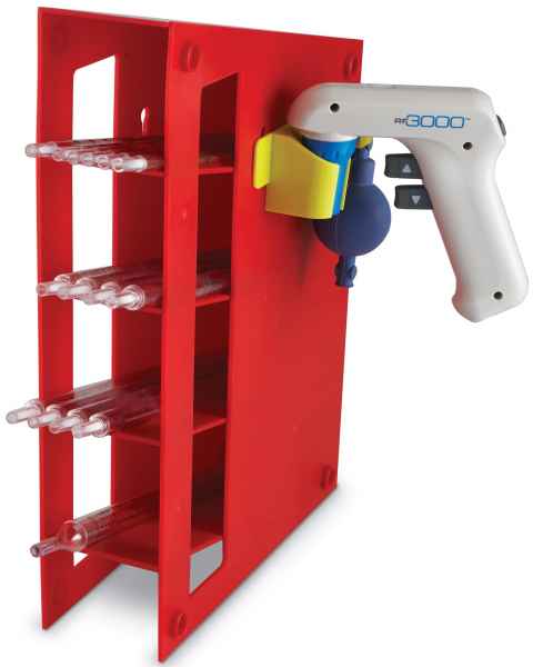 ABS Manual Pipet Rack With Angled Four Shelf Compartments Red