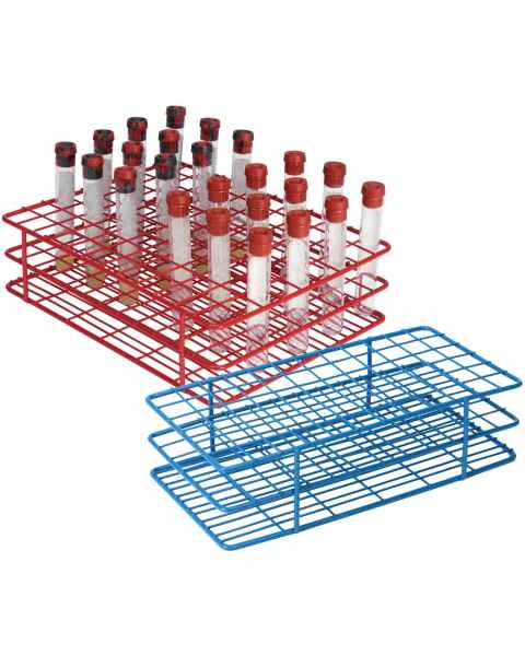 Heathrow Scientific Coated Wire Rack Fits 13-16mm Tubes: 72-Well, 6x12 Array, Blue Rack #HS23072 and 108-Well, 9x12 Array, Rad Rack #HS23108