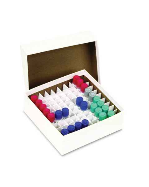 Heathrow Scientific HS2860A Cardboard Cryogenic Vial White Box & Lid - 2" Box Height (Partitions must be ordered separately and Test Tubes are not included)