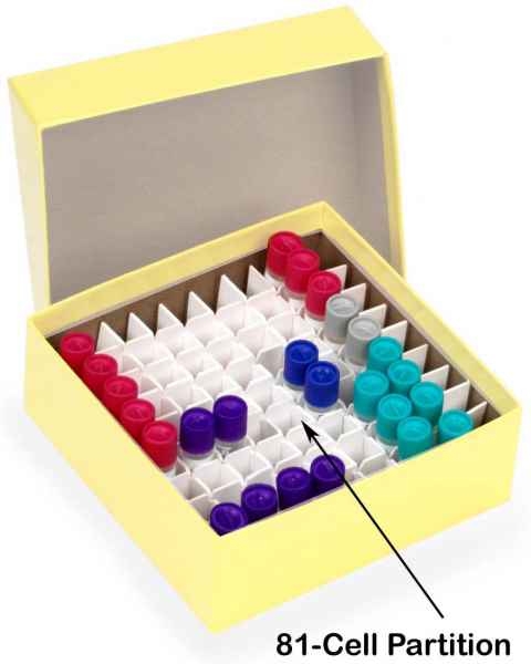 81-Cell Partition (9 Columns x 9 Rows) For Cardboard Cryogenic Vial Boxes