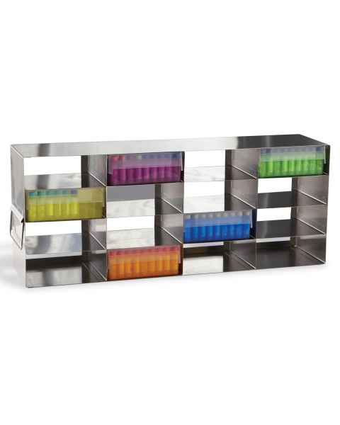 Heathrow HS2862H Horizontal Stainless Steel Freezer Rack for 2" Height Cryostorage Boxes, 16 Shelves (4x4)